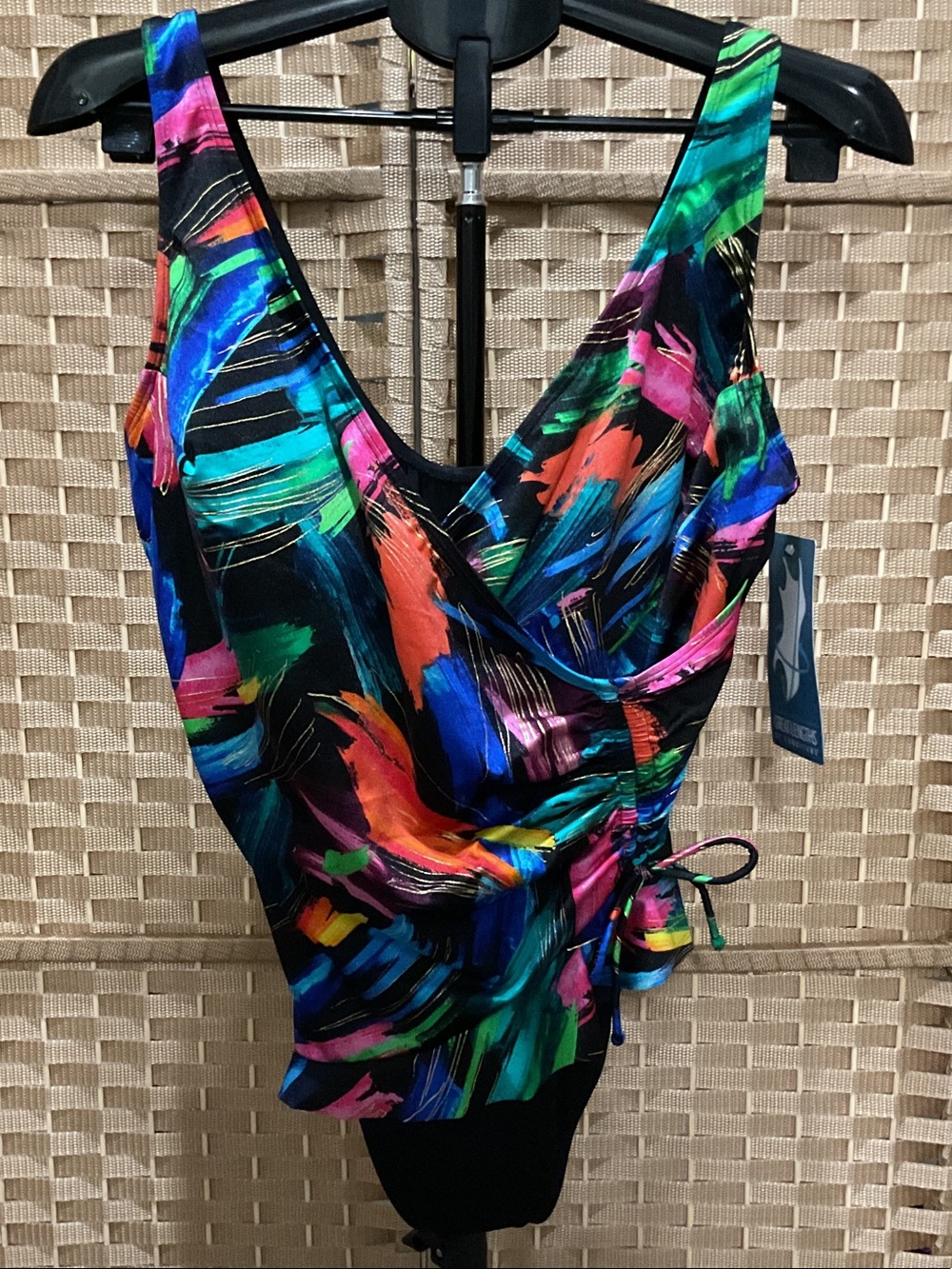 Multicolor Brushstroke One-Piece Swimsuit - Size 16